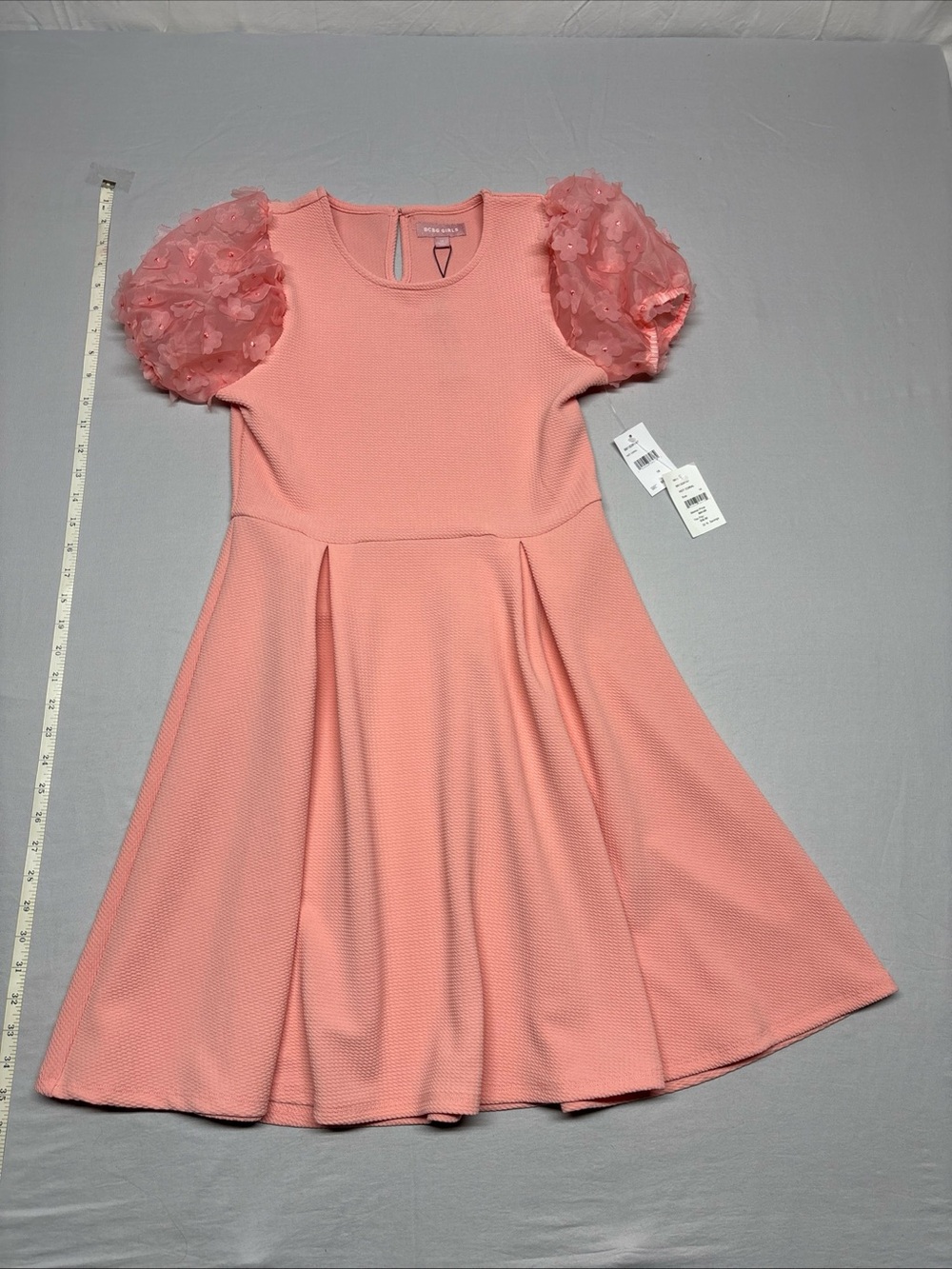 BCBG Coral Puff-Sleeve Fit & Flare Dress